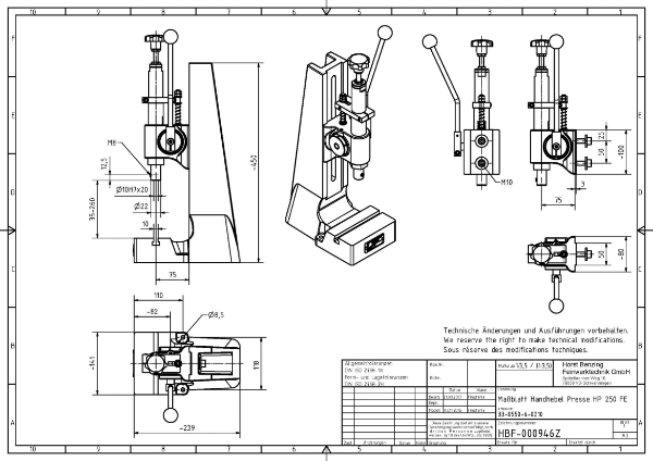 HP250FE impact precussion press 5.5kN