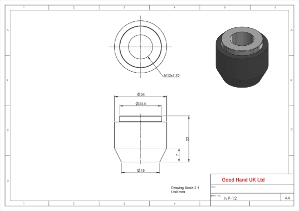 NP-12 M12 Neoprene Pad with Threaded Insert