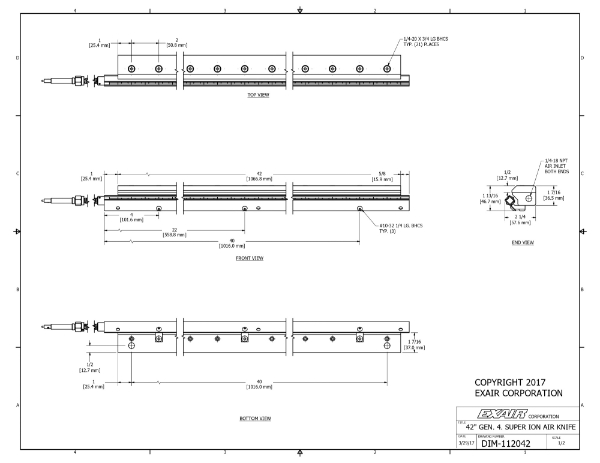 42" (1067mm) Gen 4 Super Ionizing Air Knife & Power Supply