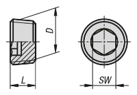 K1129 Screw plugs with hexagon socket DIN 906, tapered thread Drawing