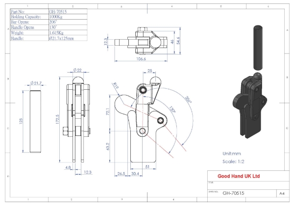 GH-70515 1000Kg heavy duty toggle clamp