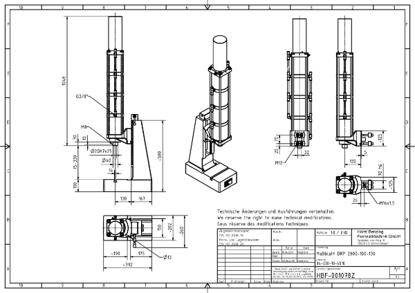 28kN Pneumatic Press 100mm Stroke Dimension B 75mm – 330mm