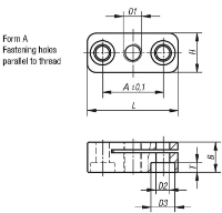 Mounting bracket aluminium Form A Drawing