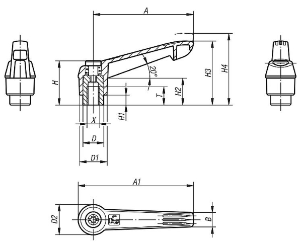 Plastic and stainless steel clamp lever