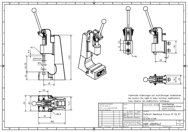 Toggle Press 2.0kN 30mm Stroke Dimension B 60-110mm