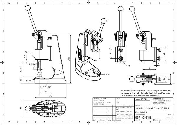 HP150K 2kN Toggle press