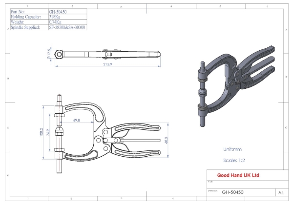 GH-50450 318Kg toggle plier