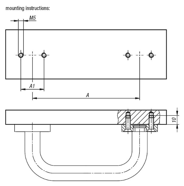 Pull handles Detachable Drawing 3