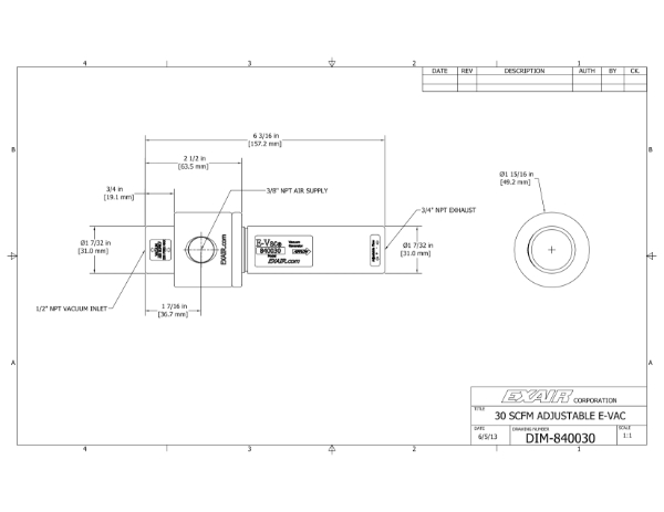 Adjustable E-Vac Only Porous & Non Porous Use 26.4 CFM