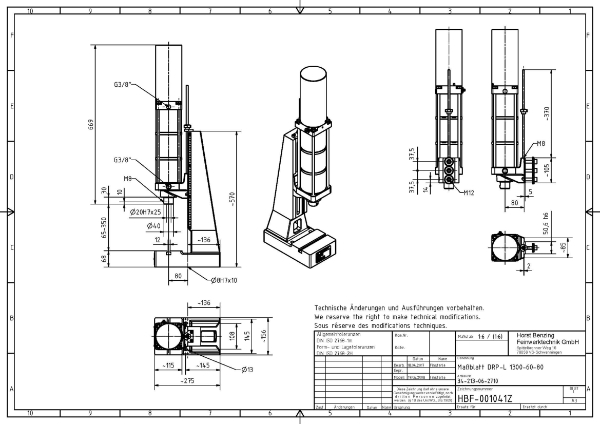 Pneumatic Press 13KN 60mm Stroke Dimension B 65-350mm