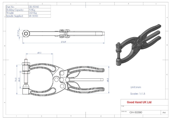 GH-50380 318Kg toggle plier