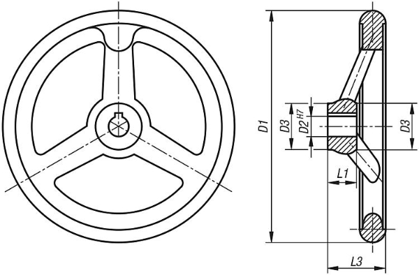 Cast Iron Handwheel Blank Hole No Handle Drawing