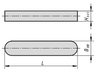 PARALLEL KEY DIN6885, FORM:A, B=4, L=16, H=4, STAINLESS STEEL 1.4571 