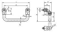 Tubular handles angled Drawing