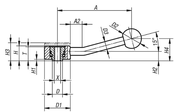 Angled tension lever ex thread