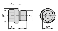 K1131 Screw Plugs Hex Head With Collar Drawing