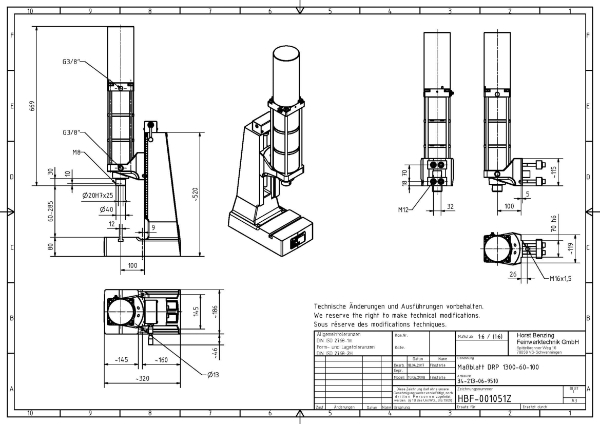 Pneumatic Press 13KN 60mm Stroke Dimension B 60-285mm