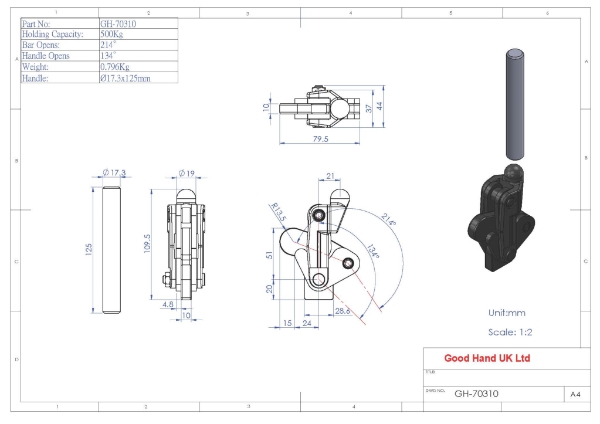 GH-70310 500Kg toggle clamp with swivel base