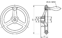 Handwheels DIN 950 grey cast iron, with fixed grip Drawing