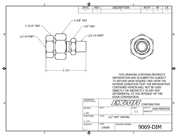 1/2 Swivel Fitting