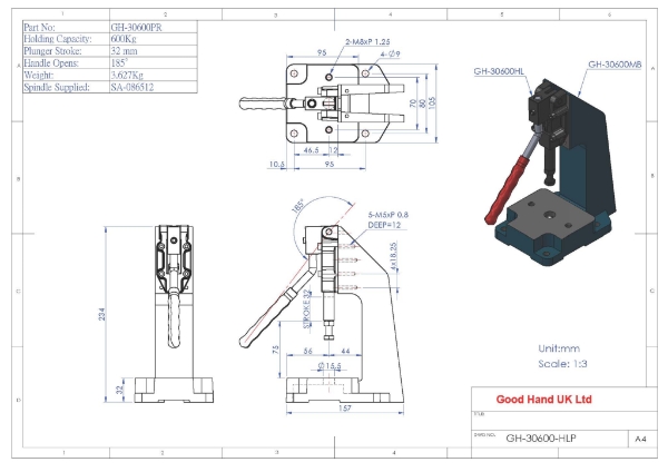 GH-30600PR 600Kg toggle press 32mm travel