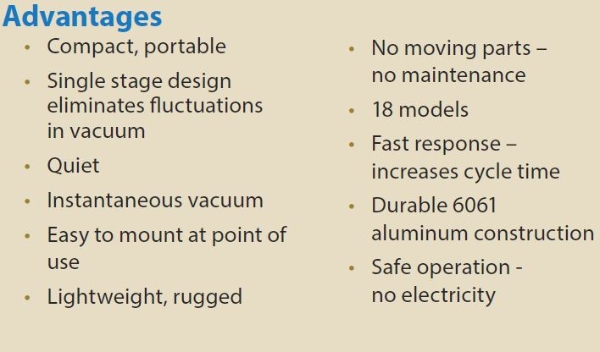 Exair in-line e-vac advantages