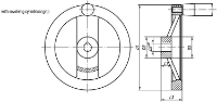 Handwheel Flat Aluminium Black Drawing